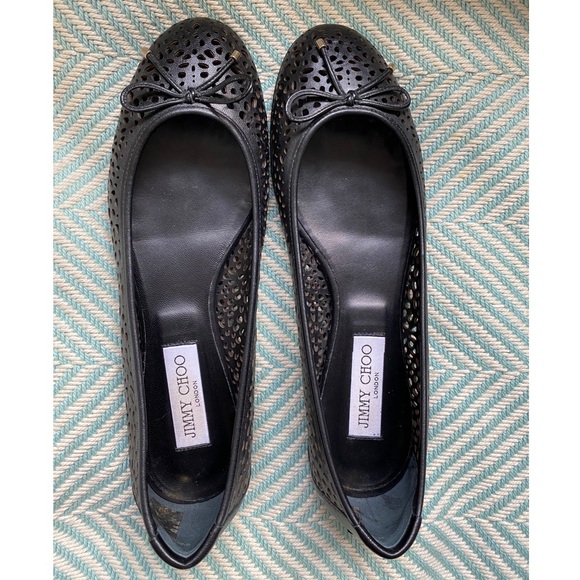 JIMMY CHOO Walsh Perforated Leather Ballet Flats - Picture 3 of 15
